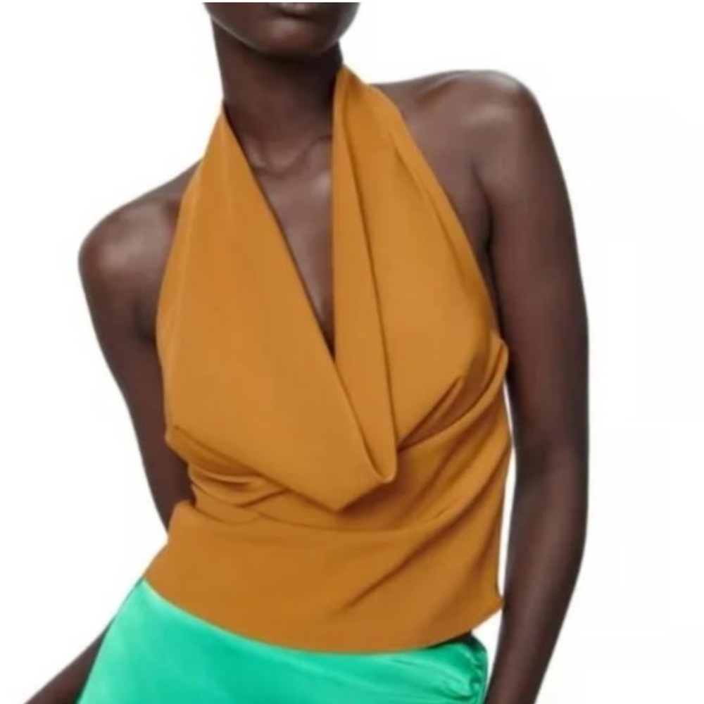 Zara Women's Golden Halter Blouse